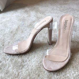 Boohoo nude/clear heels
